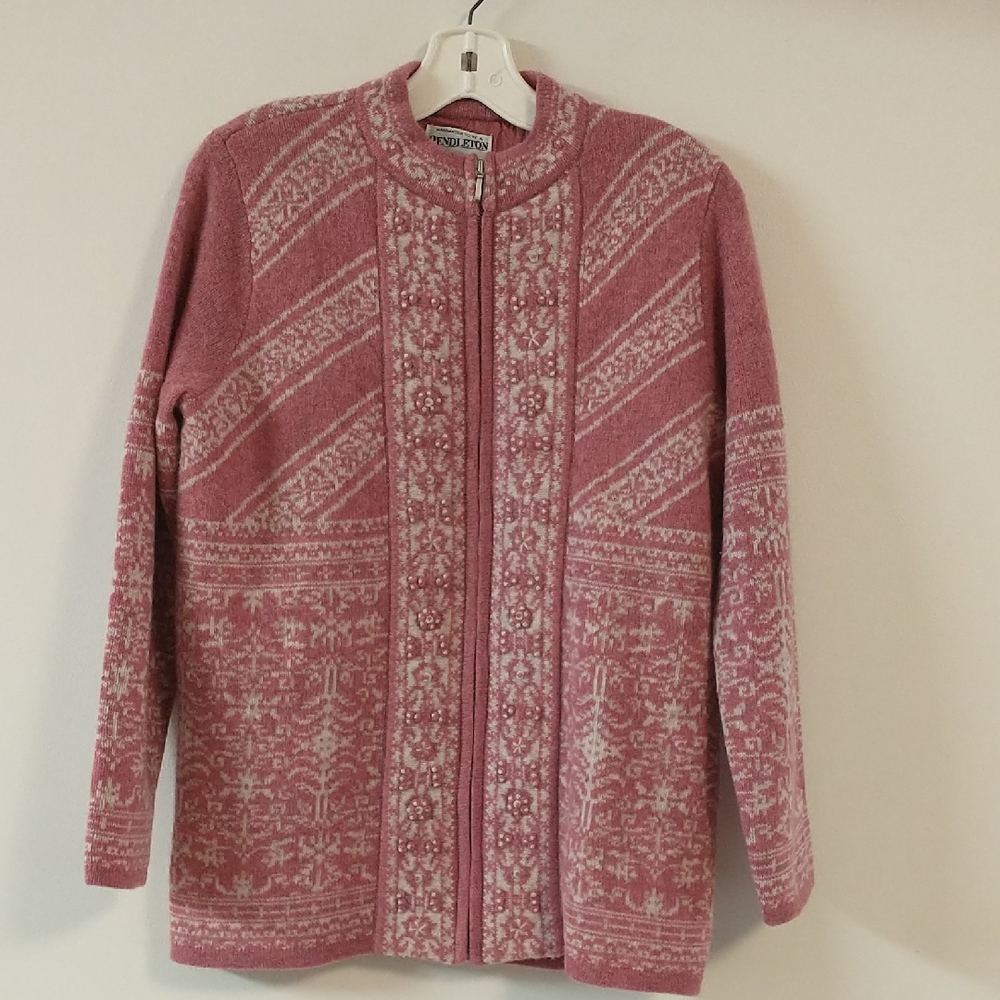 Pendleton Lambswool Fully Lined Full Zip Cardigan… - image 1